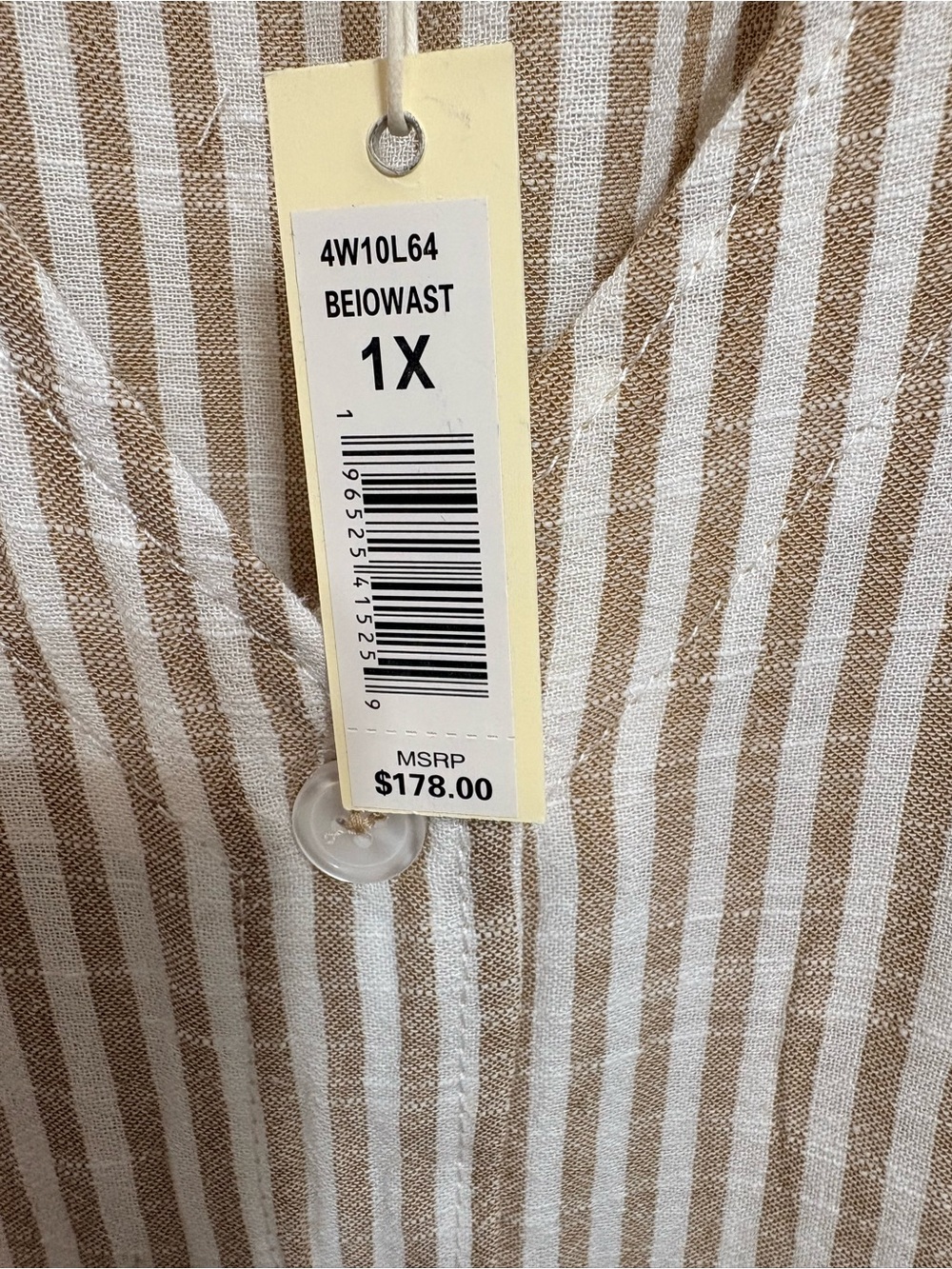 Oversized Lagenlook Granola Coastal Beige & White Vertical Stripe maxi dress NWT - Picture 5 of 6